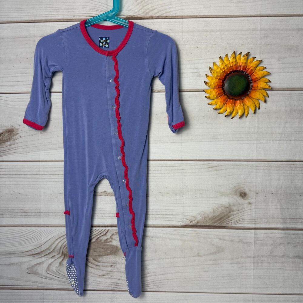 KicKee Pants Baby Girls Footed Pajamas 6-9 Months Ruffle Bamboo Sleepers